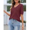 MEROKEETY Women’s Short Sleeve Sweater Summer Business Casual Tops V Neck Lightweight Knit Work Shirts 2026(Wine)
