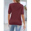 MEROKEETY Women’s Short Sleeve Sweater Summer Business Casual Tops V Neck Lightweight Knit Work Shirts 2026(Wine)
