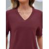 MEROKEETY Women’s Short Sleeve Sweater Summer Business Casual Tops V Neck Lightweight Knit Work Shirts 2026(Wine)