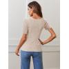 MEROKEETY Women’s Summer Ribbed T Shirts 2026 Square Neck Short Sleeve Slim Fit Knit Tee Tops Dressy Casual Trendy Clothes(Almond)