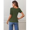 MEROKEETY Women’s Summer Ribbed T Shirts 2026 Square Neck Short Sleeve Slim Fit Knit Tee Tops Dressy Casual Trendy Clothes(Armygreen)