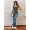 MEROKEETY Women’s Summer Ribbed T Shirts 2026 Square Neck Short Sleeve Slim Fit Knit Tee Tops Dressy Casual Trendy Clothes(Armygreen)