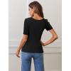 MEROKEETY Women’s Summer Ribbed T Shirts 2026 Square Neck Short Sleeve Slim Fit Knit Tee Tops Dressy Casual Trendy Clothes(Black)