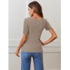 MEROKEETY Women’s Summer Ribbed T Shirts 2026 Square Neck Short Sleeve Slim Fit Knit Tee Tops Dressy Casual Trendy Clothes(Cashmere)