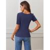 MEROKEETY Women’s Summer Ribbed T Shirts 2026 Square Neck Short Sleeve Slim Fit Knit Tee Tops Dressy Casual Trendy Clothes(Navy)