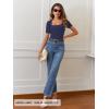 MEROKEETY Women’s Summer Ribbed T Shirts 2026 Square Neck Short Sleeve Slim Fit Knit Tee Tops Dressy Casual Trendy Clothes(Navy)