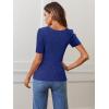 MEROKEETY Women’s Summer Ribbed T Shirts 2026 Square Neck Short Sleeve Slim Fit Knit Tee Tops Dressy Casual Trendy Clothes(Royalblue)