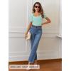 MEROKEETY Women’s Summer Ribbed T Shirts 2026 Square Neck Short Sleeve Slim Fit Knit Tee Tops Dressy Casual Trendy Clothes(Spring Green)