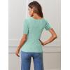MEROKEETY Women’s Summer Ribbed T Shirts 2026 Square Neck Short Sleeve Slim Fit Knit Tee Tops Dressy Casual Trendy Clothes(Spring Green)
