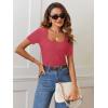 MEROKEETY Women’s Summer Ribbed T Shirts 2026 Square Neck Short Sleeve Slim Fit Knit Tee Tops Dressy Casual Trendy Clothes(Watermelon)