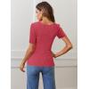 MEROKEETY Women’s Summer Ribbed T Shirts 2026 Square Neck Short Sleeve Slim Fit Knit Tee Tops Dressy Casual Trendy Clothes(Watermelon)