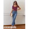 MEROKEETY Women’s Summer Ribbed T Shirts 2026 Square Neck Short Sleeve Slim Fit Knit Tee Tops Dressy Casual Trendy Clothes(Wine)