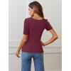 MEROKEETY Women’s Summer Ribbed T Shirts 2026 Square Neck Short Sleeve Slim Fit Knit Tee Tops Dressy Casual Trendy Clothes(Wine)