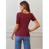 MEROKEETY Women’s Summer Ribbed T Shirts 2026 Square Neck Short Sleeve Slim Fit Knit Tee Tops Dressy Casual Trendy Clothes(Wine Red)