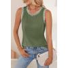 MEROKEETY Womens Tank Tops 2026 Summer Casual Sleeveless Crew Neck Basic T Shirts Beach Striped Color Block Clothes(Army Green)