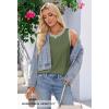 MEROKEETY Womens Tank Tops 2026 Summer Casual Sleeveless Crew Neck Basic T Shirts Beach Striped Color Block Clothes(Army Green)