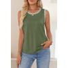 MEROKEETY Womens Tank Tops 2026 Summer Casual Sleeveless Crew Neck Basic T Shirts Beach Striped Color Block Clothes(Army Green)
