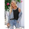 MEROKEETY Womens Tank Tops 2026 Summer Casual Sleeveless Crew Neck Basic T Shirts Beach Striped Color Block Clothes(Black)