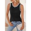 MEROKEETY Womens Tank Tops 2026 Summer Casual Sleeveless Crew Neck Basic T Shirts Beach Striped Color Block Clothes(Black)