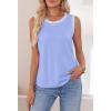 MEROKEETY Womens Tank Tops 2026 Summer Casual Sleeveless Crew Neck Basic T Shirts Beach Striped Color Block Clothes(Blue)