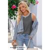 MEROKEETY Womens Tank Tops 2026 Summer Casual Sleeveless Crew Neck Basic T Shirts Beach Striped Color Block Clothes(Dark Grey)