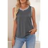 MEROKEETY Womens Tank Tops 2026 Summer Casual Sleeveless Crew Neck Basic T Shirts Beach Striped Color Block Clothes(Dark Grey)