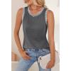 MEROKEETY Womens Tank Tops 2026 Summer Casual Sleeveless Crew Neck Basic T Shirts Beach Striped Color Block Clothes(Dark Grey)
