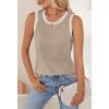 MEROKEETY Womens Tank Tops 2026 Summer Casual Sleeveless Crew Neck Basic T Shirts Beach Striped Color Block Clothes(Dark Khaki)