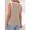 MEROKEETY Womens Tank Tops 2026 Summer Casual Sleeveless Crew Neck Basic T Shirts Beach Striped Color Block Clothes(Dark Khaki)