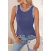 MEROKEETY Womens Tank Tops 2026 Summer Casual Sleeveless Crew Neck Basic T Shirts Beach Striped Color Block Clothes(Navy)
