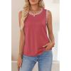 MEROKEETY Womens Tank Tops 2026 Summer Casual Sleeveless Crew Neck Basic T Shirts Beach Striped Color Block Clothes(Red)