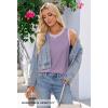 MEROKEETY Womens Tank Tops 2026 Summer Casual Sleeveless Crew Neck Basic T Shirts Beach Striped Color Block Clothes(Taro)