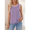 MEROKEETY Womens Tank Tops 2026 Summer Casual Sleeveless Crew Neck Basic T Shirts Beach Striped Color Block Clothes(Taro)