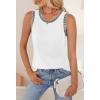 MEROKEETY Womens Tank Tops 2026 Summer Casual Sleeveless Crew Neck Basic T Shirts Beach Striped Color Block Clothes(White)