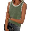 MEROKEETY Womens Tank Tops 2026 Summer Casual Sleeveless Crew Neck Basic T Shirts Beach Striped Color Block Clothes(Army Green)