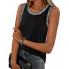 MEROKEETY Womens Tank Tops 2026 Summer Casual Sleeveless Crew Neck Basic T Shirts Beach Striped Color Block Clothes(Black)