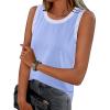MEROKEETY Womens Tank Tops 2026 Summer Casual Sleeveless Crew Neck Basic T Shirts Beach Striped Color Block Clothes(Blue)