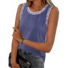 MEROKEETY Womens Tank Tops 2026 Summer Casual Sleeveless Crew Neck Basic T Shirts Beach Striped Color Block Clothes(Navy)