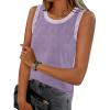 MEROKEETY Womens Tank Tops 2026 Summer Casual Sleeveless Crew Neck Basic T Shirts Beach Striped Color Block Clothes(Taro)