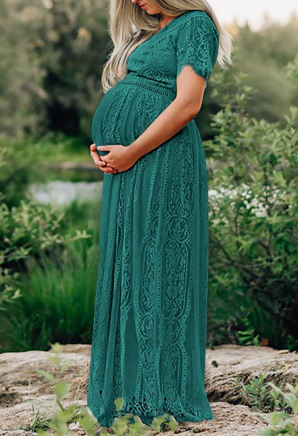 imageMEROKEETY Womens 2026 V Neck Short Sleeve Floral Lace Wedding Dress A Line Boho Bridesmaid Cocktail Party Maxi DressDark Cyan