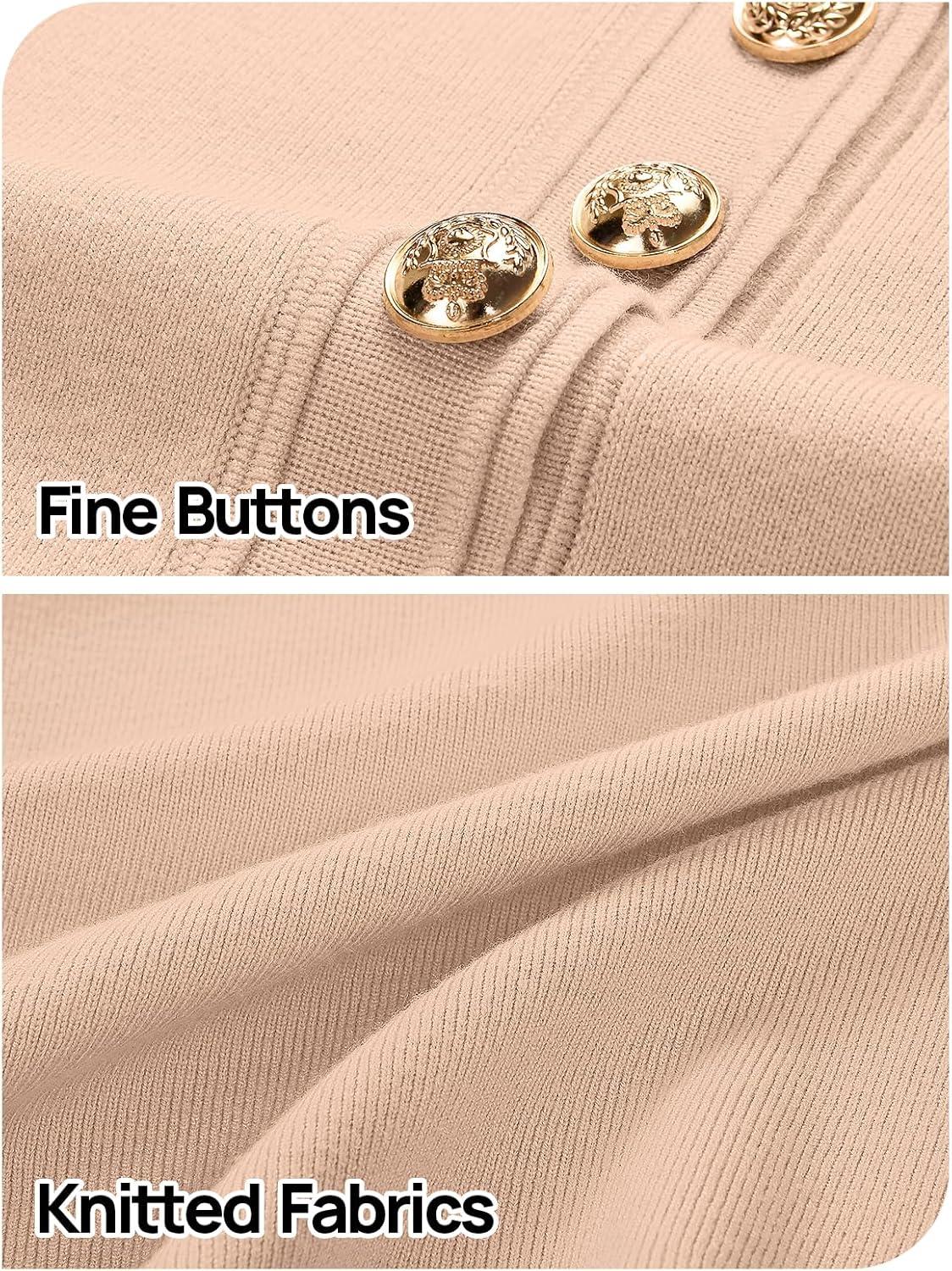 imageMEROKEETY Womens Summer Bodycon Sweater Dress Business Casual Outfis Short Sleeve Knit Button Formal Elegant Work DressKhaki