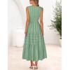 MEROKEETY Spring Summer Midi Dresses for Women 2026 Casual Beach Vacation Sleeveless Boho V Neck Cotton Maxi Dress Pockets(Sage)