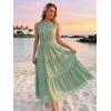 MEROKEETY Spring Summer Midi Dresses for Women 2026 Casual Beach Vacation Sleeveless Boho V Neck Cotton Maxi Dress Pockets(Sage)