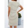 MEROKEETY Women’s 2026 Summer Casual T Shirt Dress Short Sleeve Striped Tie Waist Work Vacation Trendy Short Dresses(Grey)