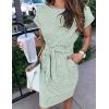 MEROKEETY Women’s 2026 Summer Casual T Shirt Dress Short Sleeve Striped Tie Waist Work Vacation Trendy Short Dresses(Mint)