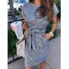 MEROKEETY Women’s 2026 Summer Casual T Shirt Dress Short Sleeve Striped Tie Waist Work Vacation Trendy Short Dresses(Navy)
