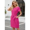 MEROKEETY Women’s 2026 Summer Casual T Shirt Dress Short Sleeve Striped Tie Waist Work Vacation Trendy Short Dresses(Solid Rose)