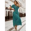 MEROKEETY Women’s 2026 V Neck Short Sleeve Floral Lace Wedding Dress A Line Boho Bridesmaid Cocktail Party Maxi Dress(Dark Cyan)