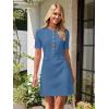 MEROKEETY Women’s Summer Bodycon Sweater Dress Business Casual Outfis Short Sleeve Knit Button Formal Elegant Work Dress(Darkblue)