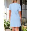 MEROKEETY Women’s Summer Bodycon Sweater Dress Business Casual Outfis Short Sleeve Knit Button Formal Elegant Work Dress(Light Blue)